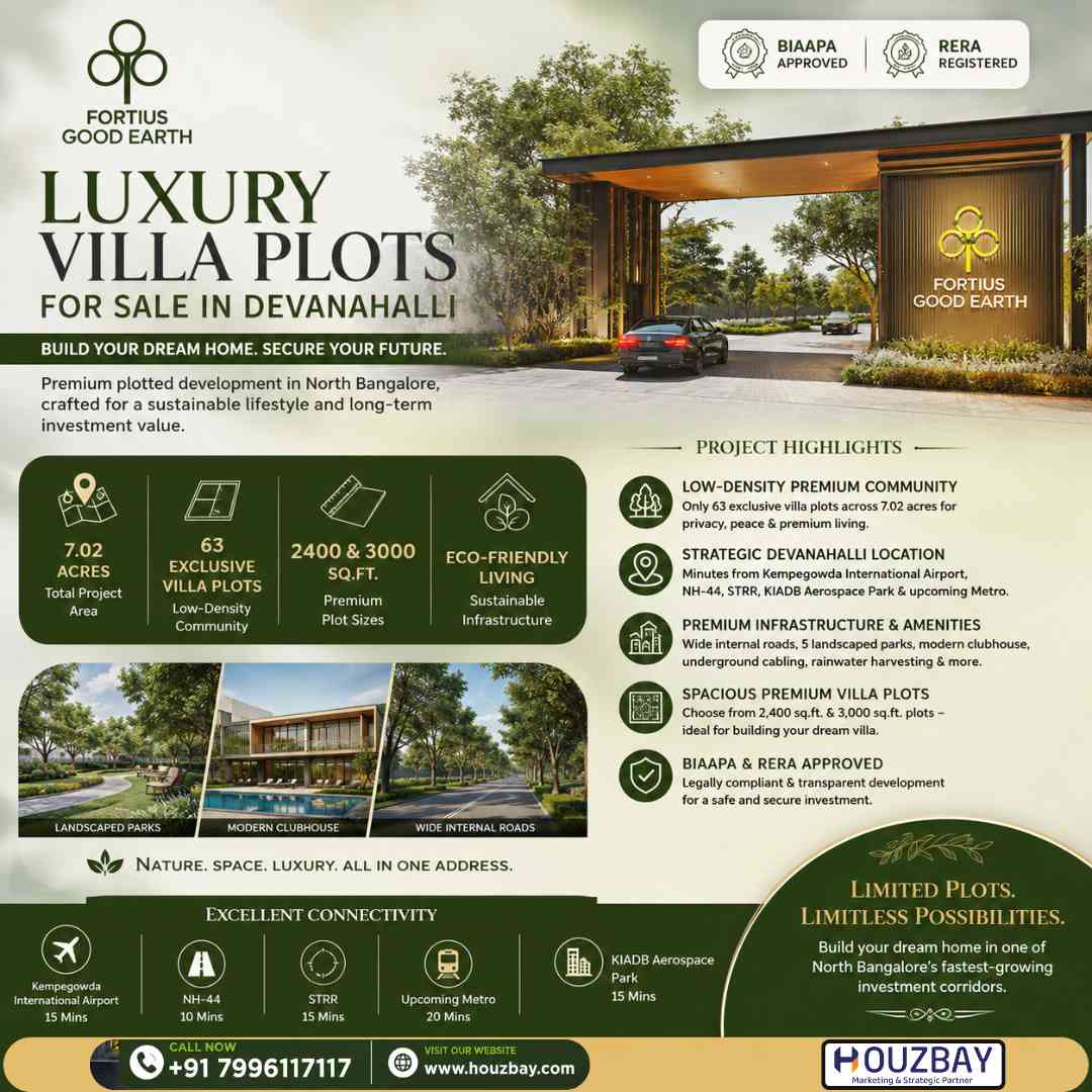 Luxury Villa Plots for Sale in Devanahalli | Fortius Good Earth - Bangalore