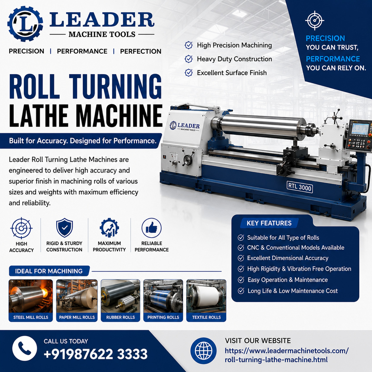 Roll Turning Lathe Machine Manufacturer in India | Heavy Duty & CNC Model - Chandigarh