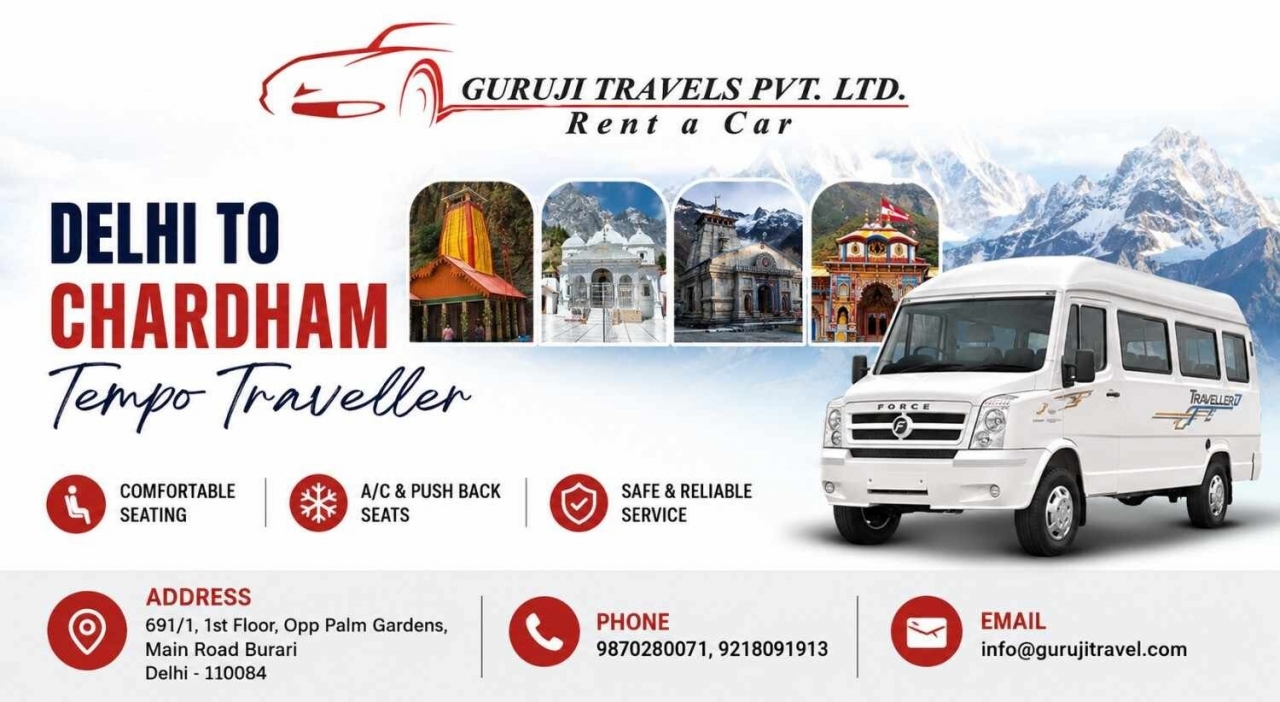 Affordable Delhi to Chardham Tempo Traveller Booking - Delhi