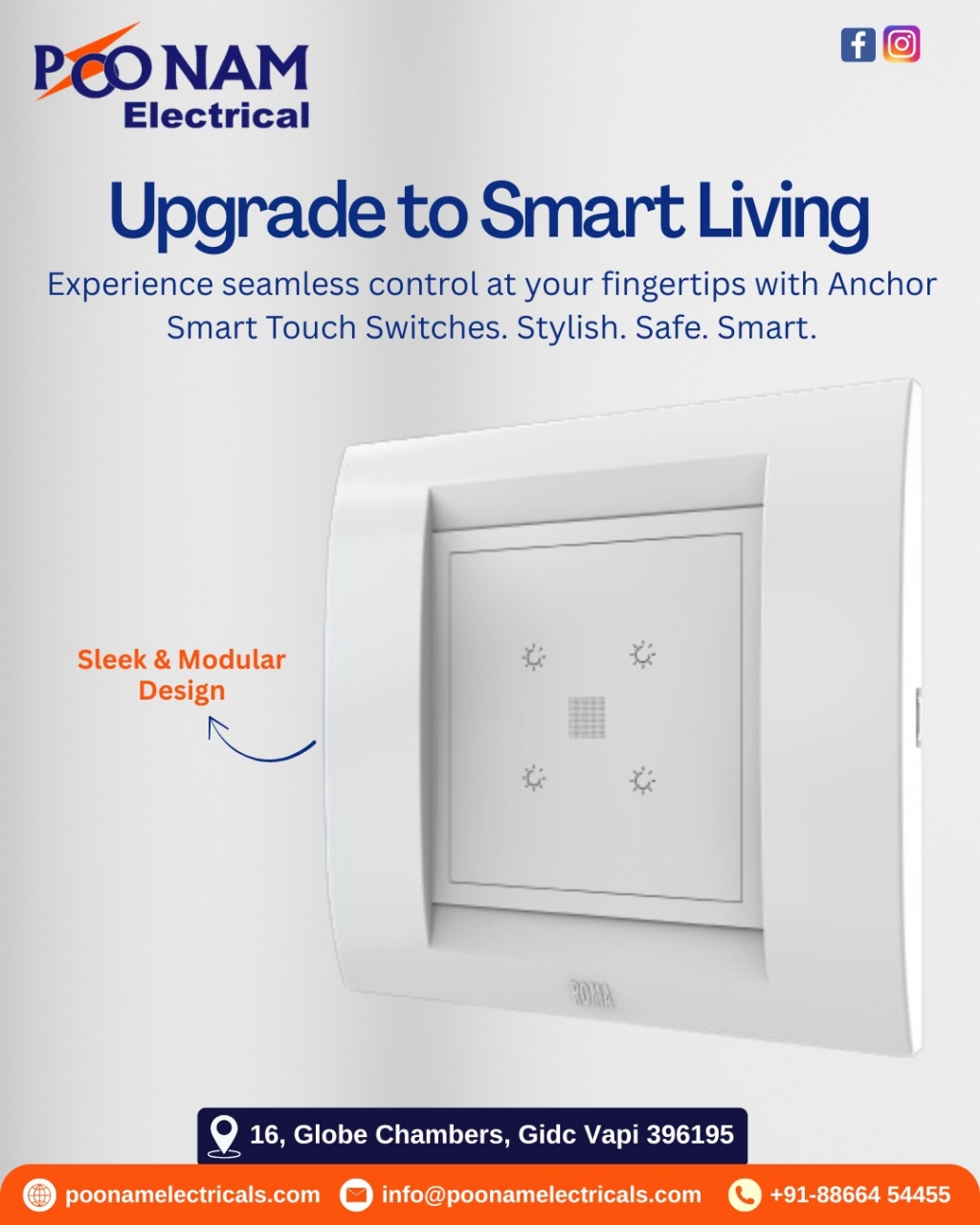 Find Reliable Anchor Switches Distributor– Poonam Electricals at Affordable Prices - Surat