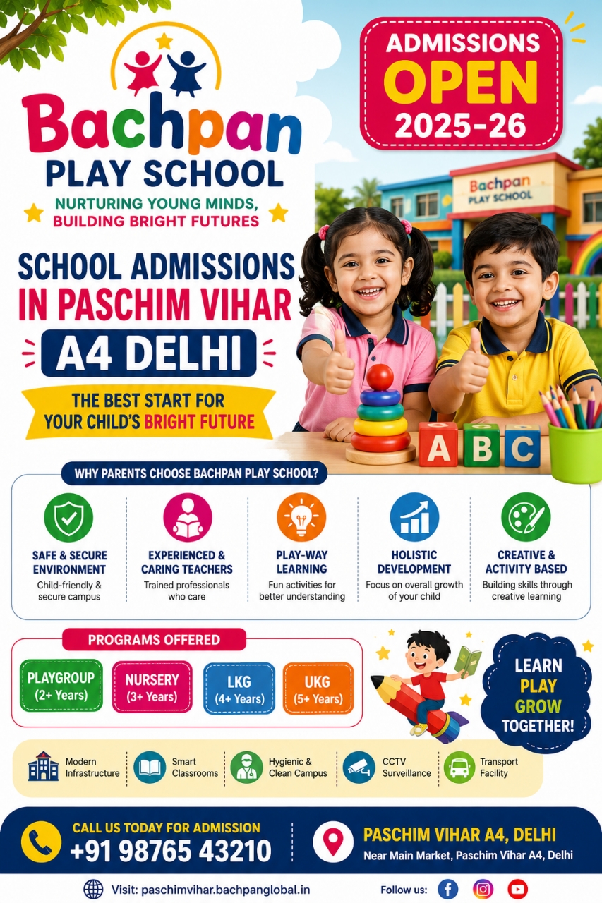School Admissions in Paschim Vihar A4 Delhi | Best Play School for Kids - Delhi
