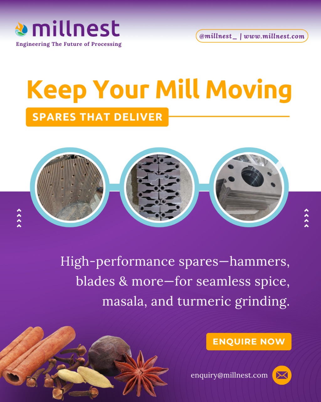 Spares for Spices Grinding Machines & Process Equipments| MillNest - Pune