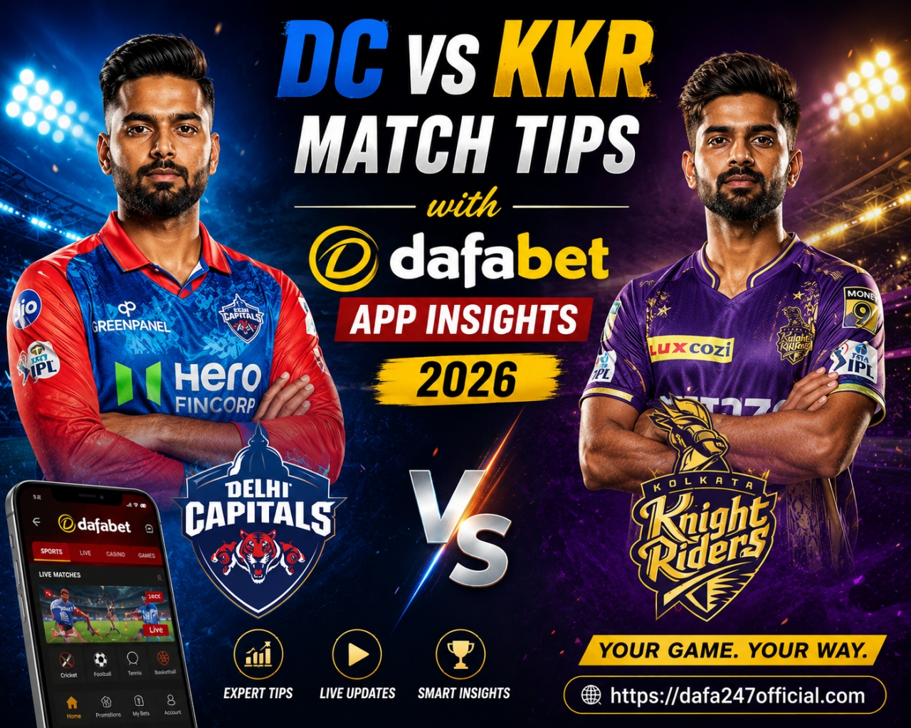 DC vs KKR Match Tips with Dafabet App Insights 2026 - Delhi