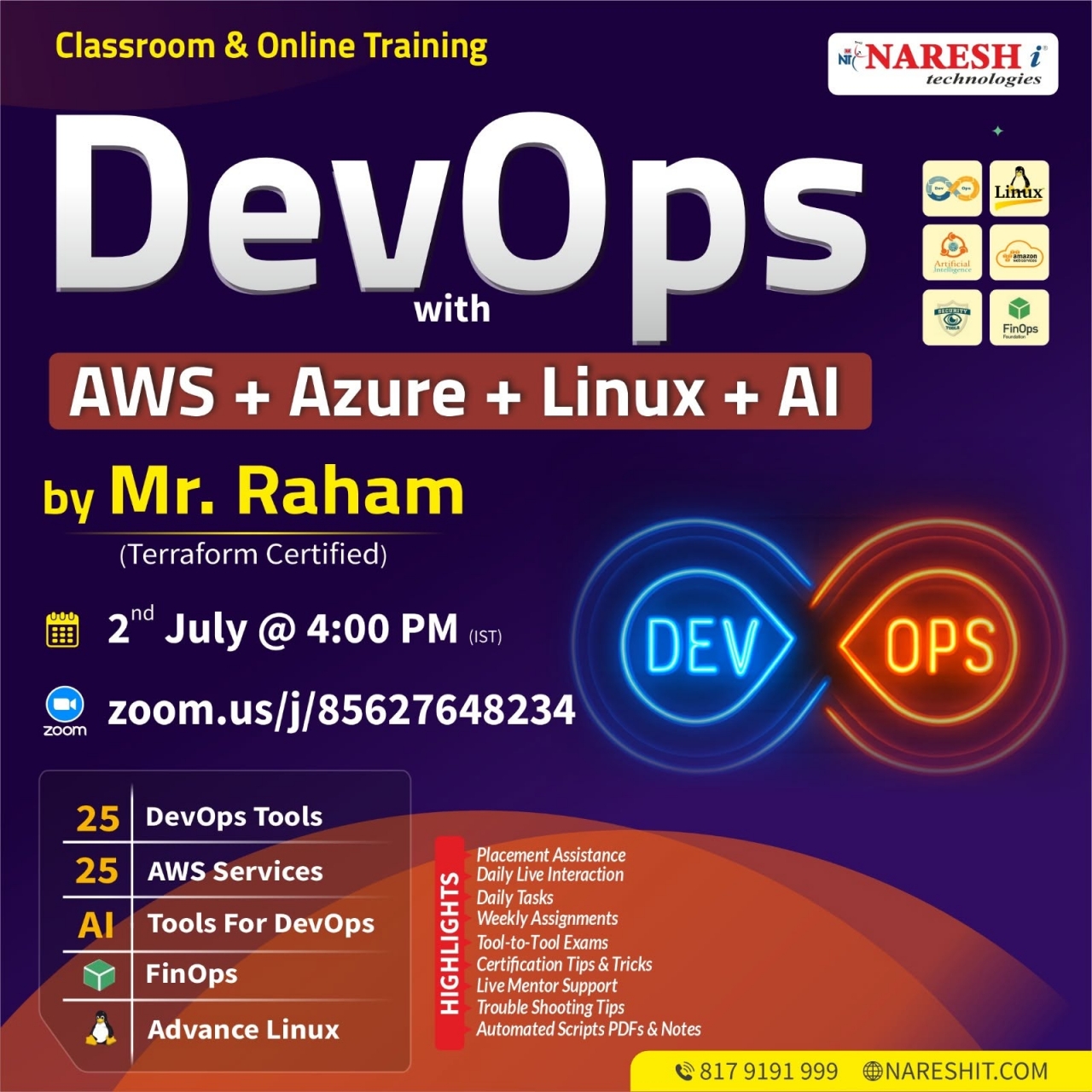Become a Certified DevOps Engineer with AWS – Contact 8179191999 - Hyderabad