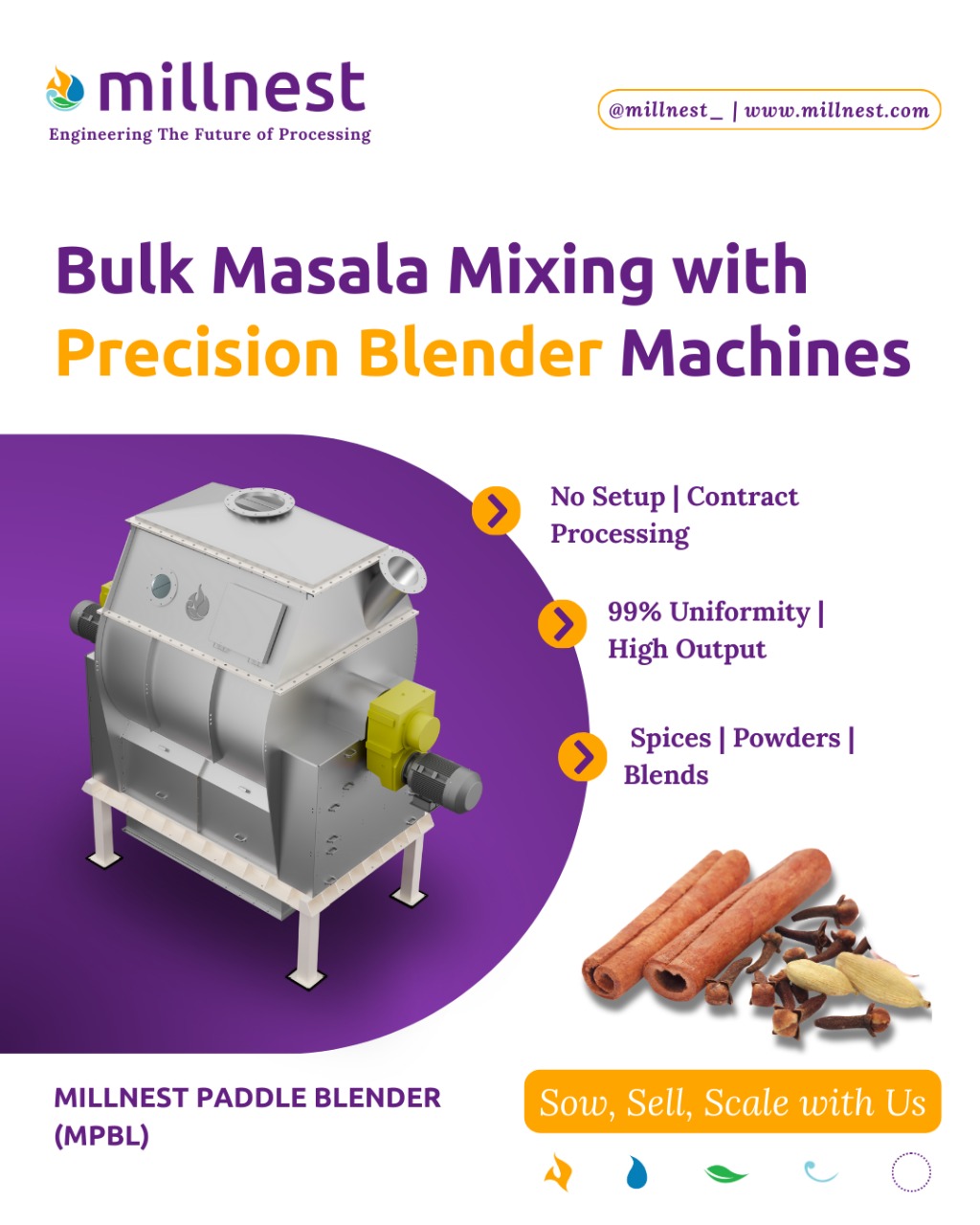 Precision Blender Machine for Masala Mixing | Contract Processing by MillNest - Pune