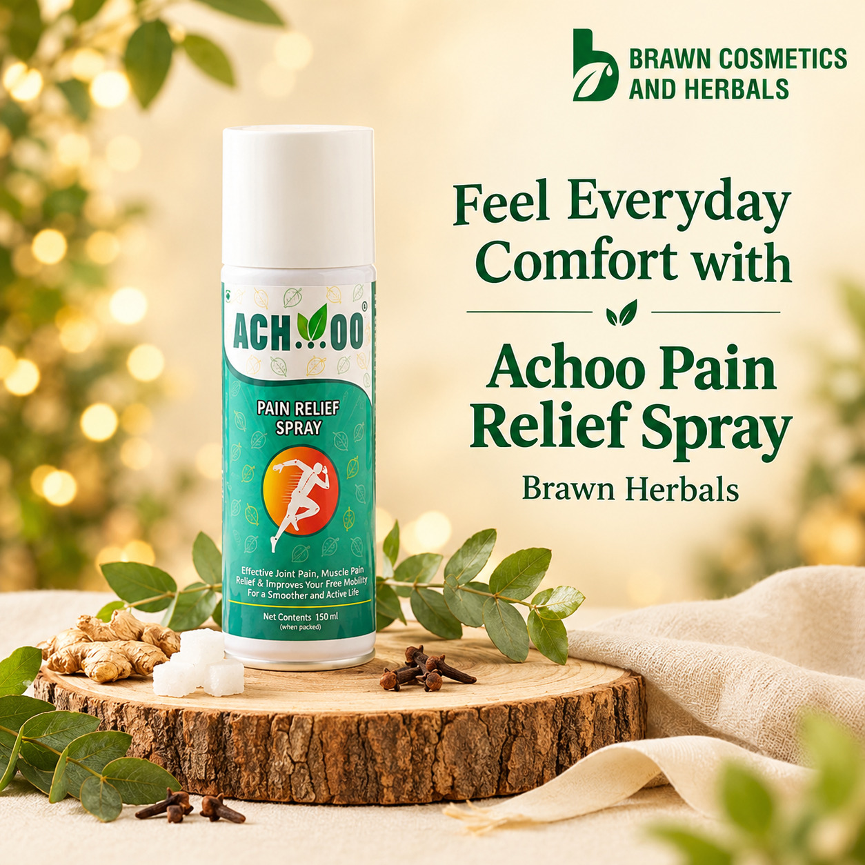 Feel Everyday Comfort with Achoo Pain Relief Spray | Brawn Herbals - Gurgaon