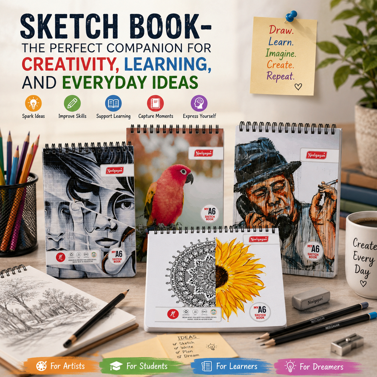 Sketch Book-The Perfect Companion for Creativity, Learning, and Everyday Ideas	 - Noida