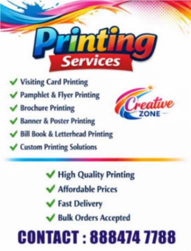 Creative Zone | Flyer Printing | Menu card | Visiting Cards Printing | 404 - Bangalore