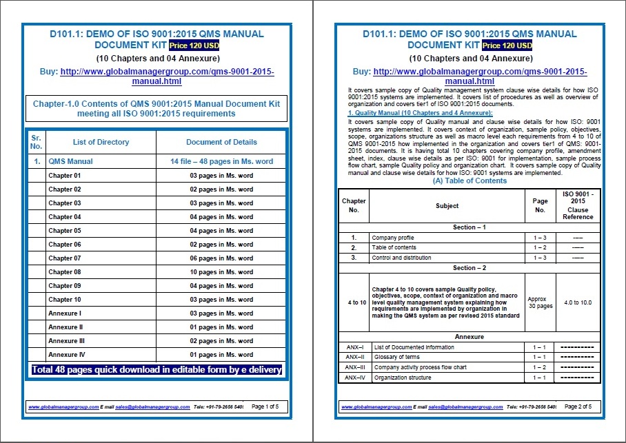 ISO 9001 Manual  - Ahmedabad