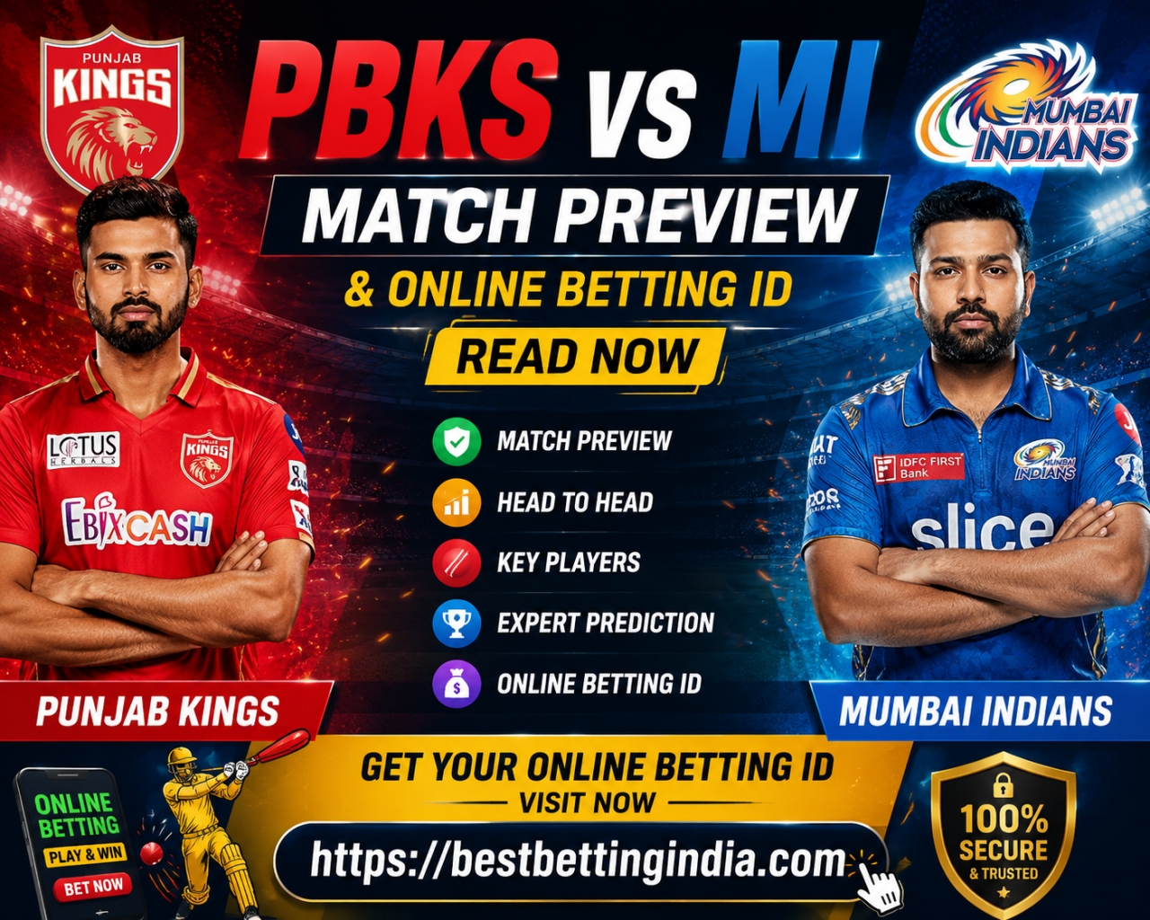 PBKS vs MI Match Preview & Online Betting ID Read Now - Delhi