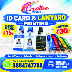 Corporate Lanyard Printing Rs. 30/- | ID Card starts from Rs. 15/- | Creative Zone | 645 - Bangalore