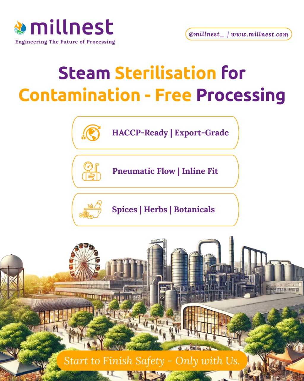 Steam Sterilisation for Spice Factories | MillNest Processing Solutions - Pune