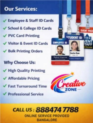 Creative Zone | Affordable Price | Employee ID Cards and Tags | Call Now 437 - Bangalore