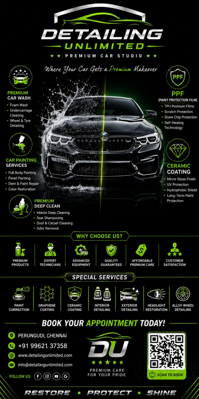 Auto Detailing Chennai | Ceramic Coating, PPF & Car Cleaning Services - Chennai